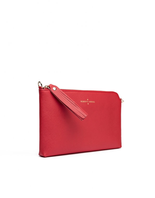 Bright red Saffiano leather Lisa Clutch 