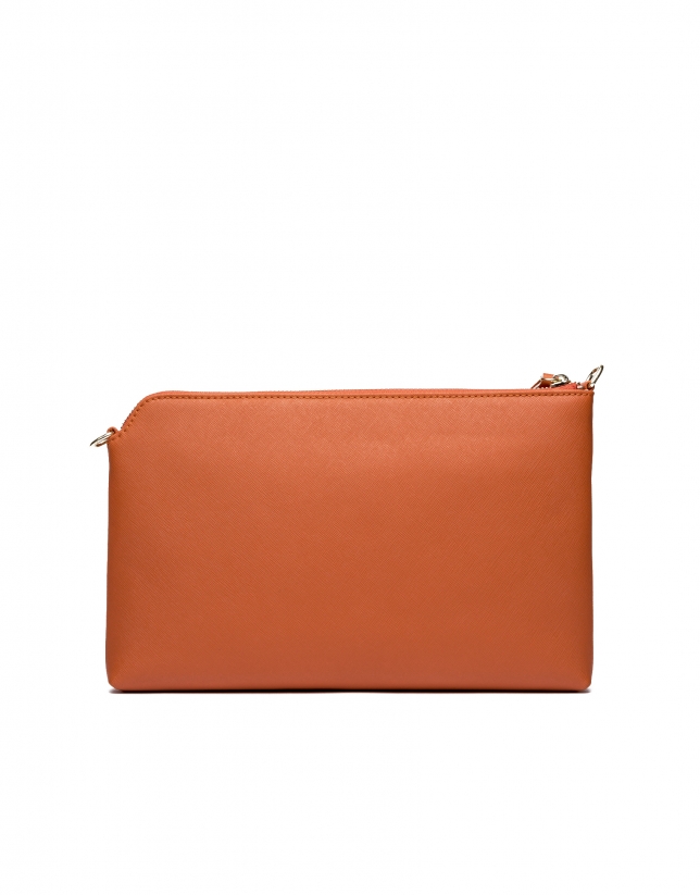 Orange Saffiano leather Lisa Clutch 