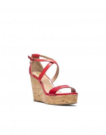 Red wedge sandals Antibes