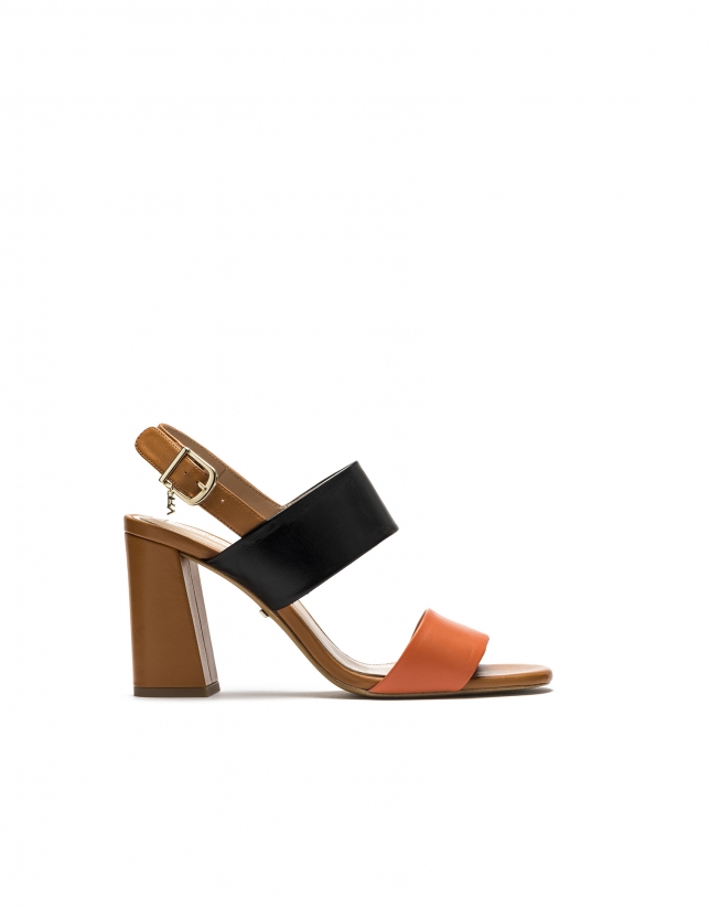 Orange/brown wedge sandals Lyon