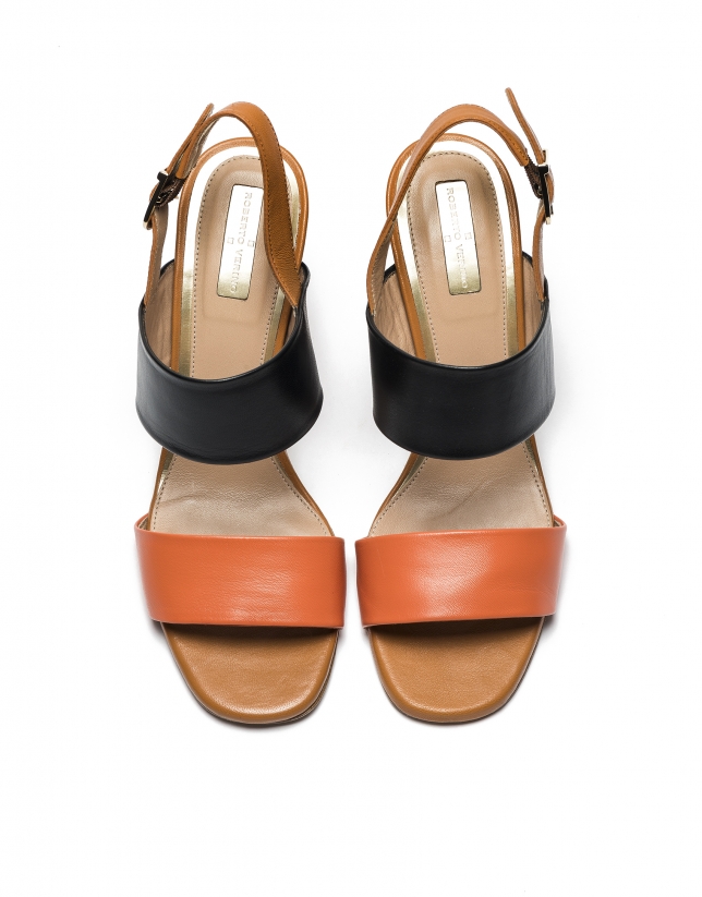 Orange/brown wedge sandals Lyon