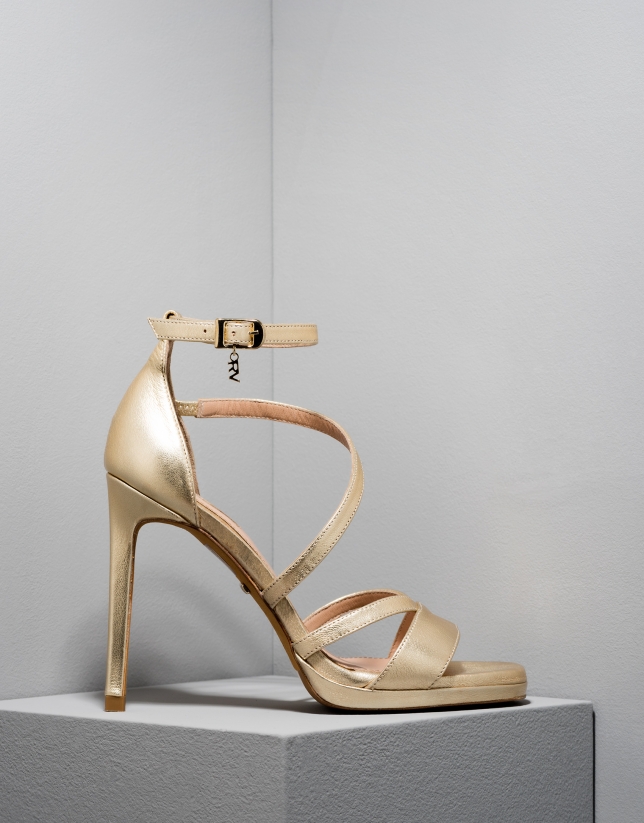 Gold leather sandals Valence