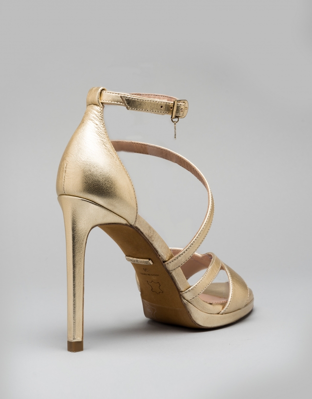 Gold leather sandals Valence