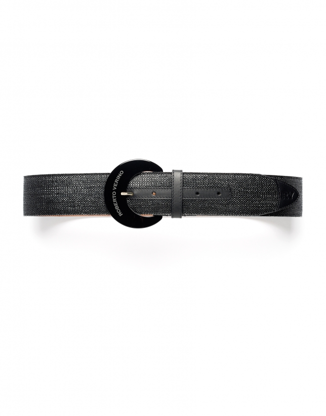 Black raffia belt