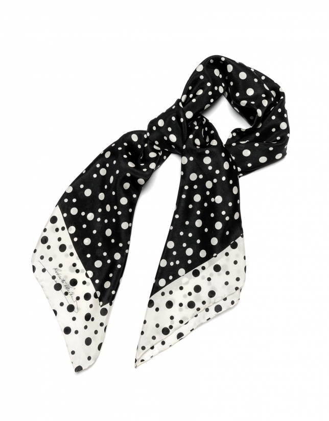Black silk polka dot scarf 
