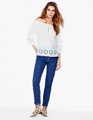 Ivory embroidered loose blouse