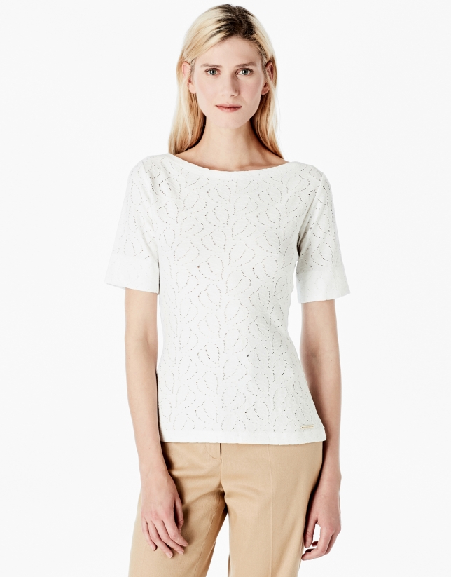 White openwork knit top