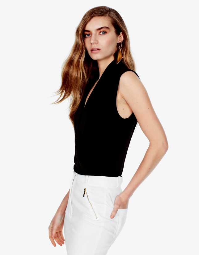 Top with draped collar