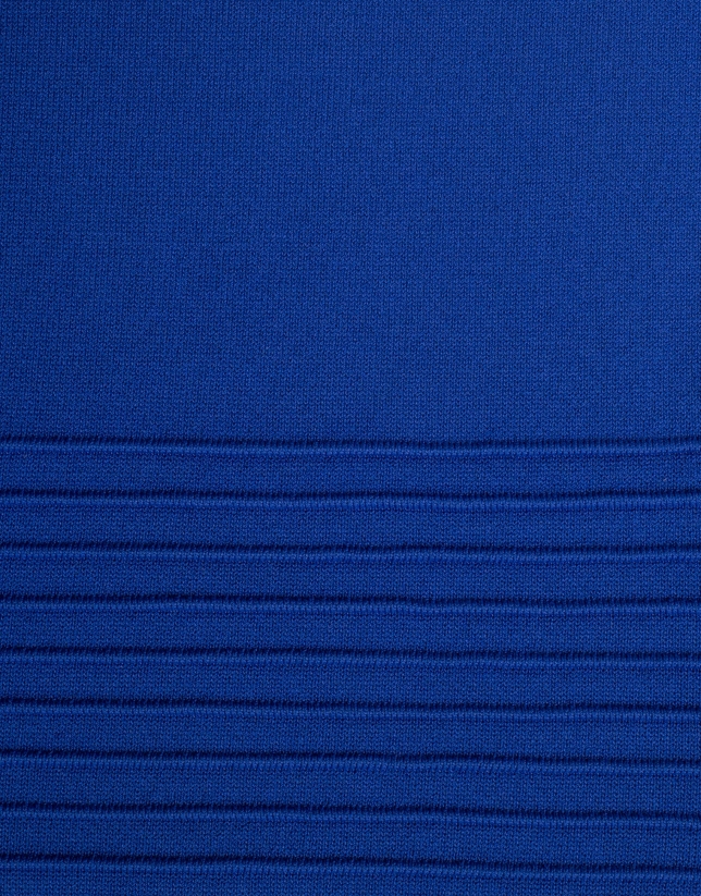 Blue knit dress with flounce