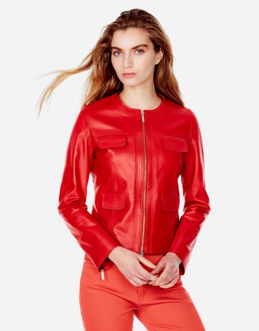 Red lambskin jacket