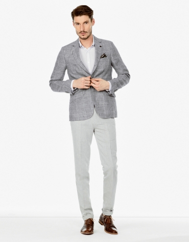 Gray cotton and linen pants
