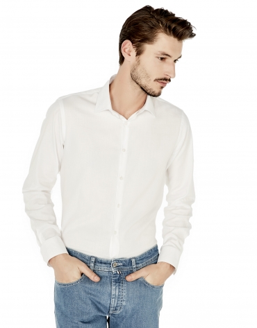 Camisa vestir slim fit estructura blanca