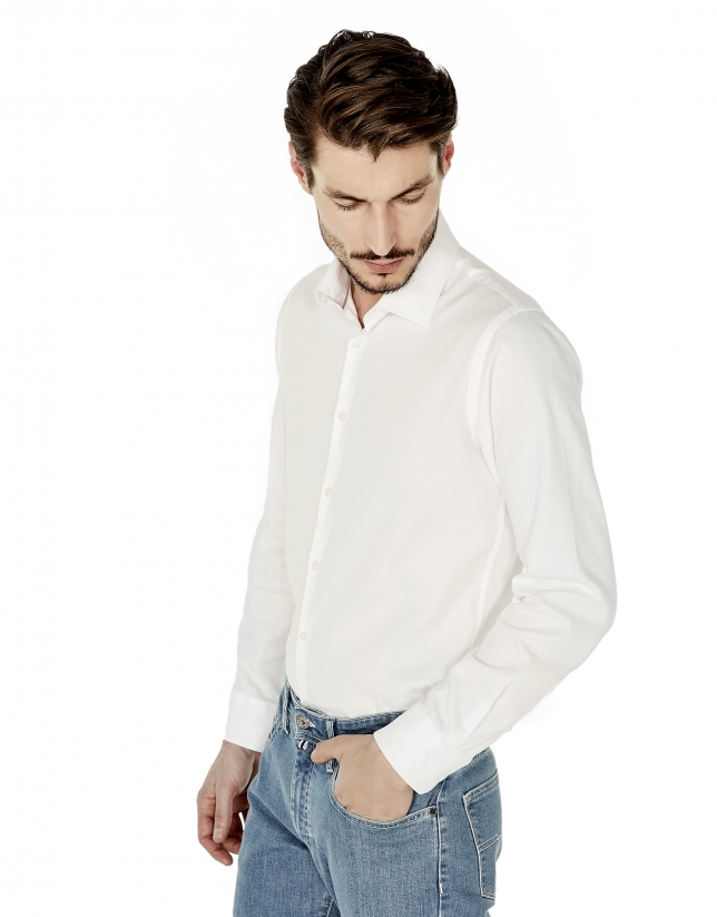 White structured slim fit dress shirt