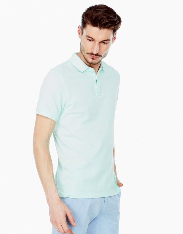 Aqua green piqué polo shirt