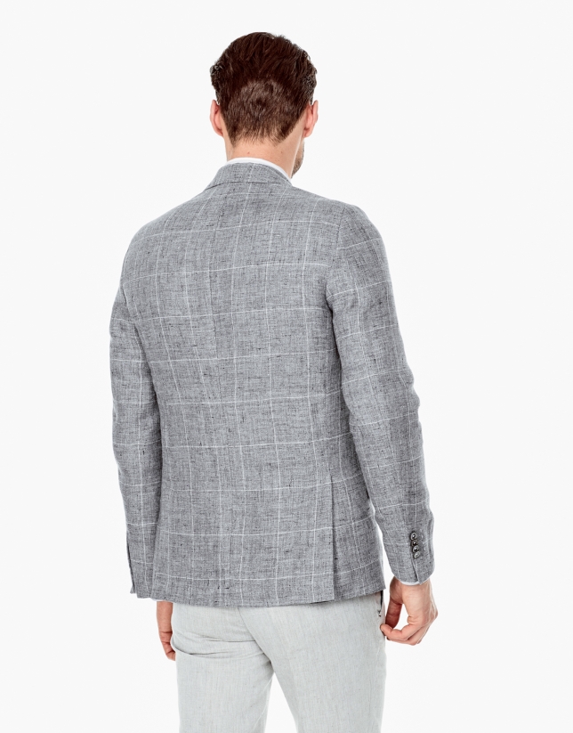 Gray checked linen sports coat