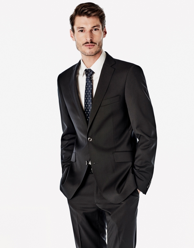 Black structured regular fit suit