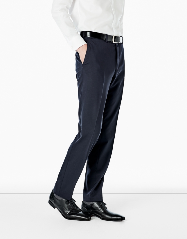 Navy blue twill slim fit suit