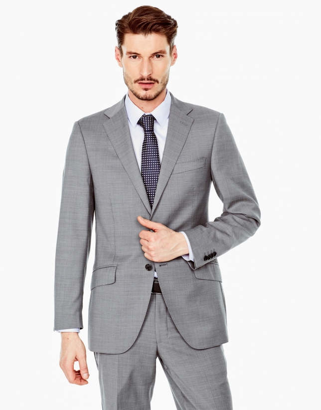Gray structured regular fit suit