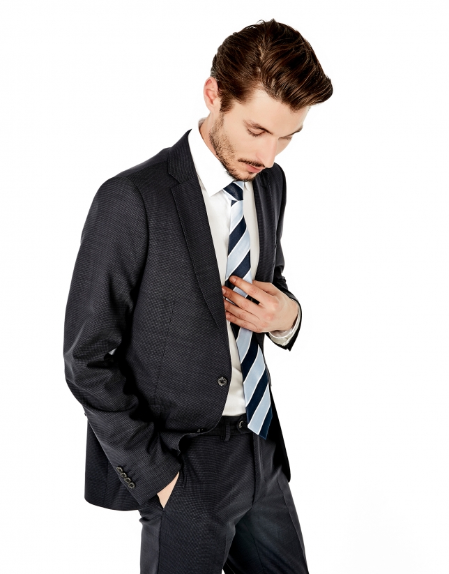 Blue microcheck regular fit suit