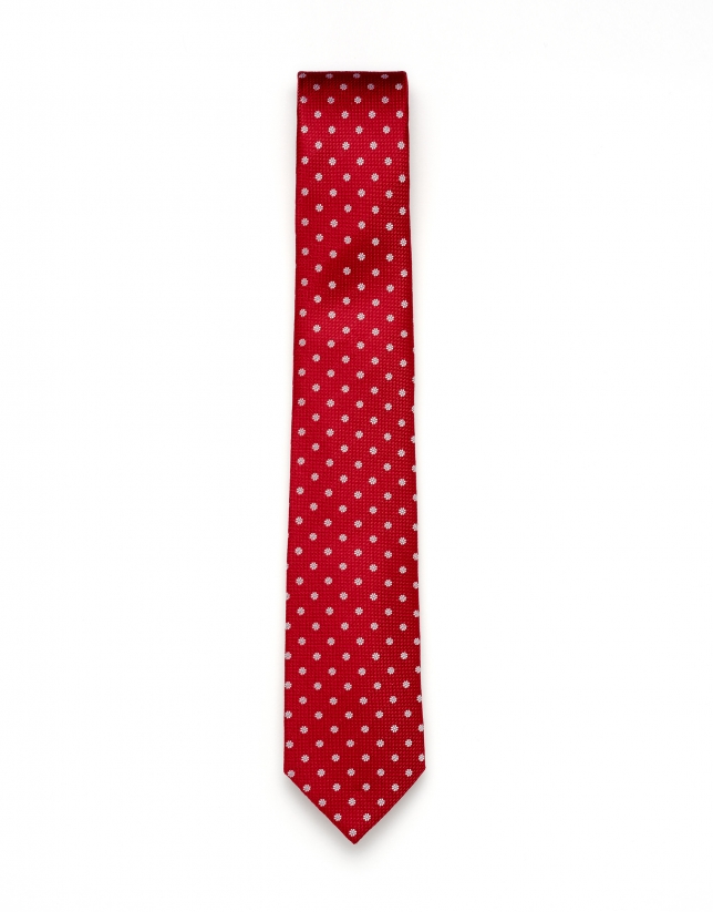 Red floral print tie