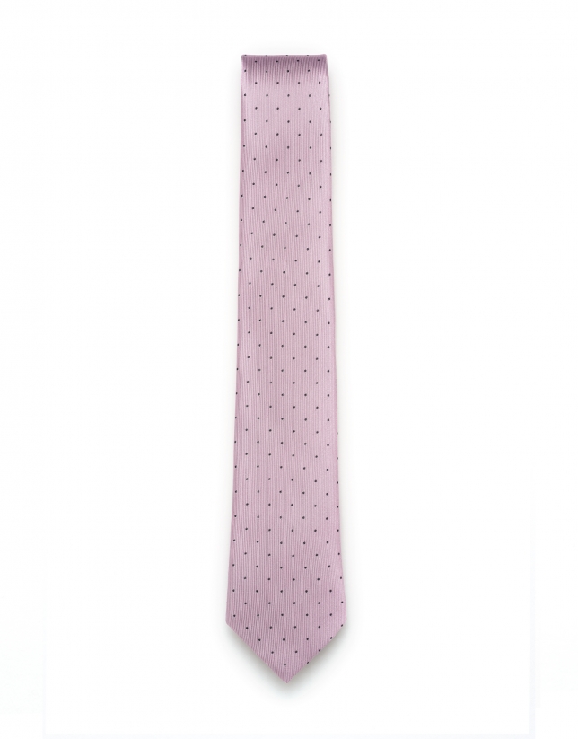 Blue and pink polka dot tie