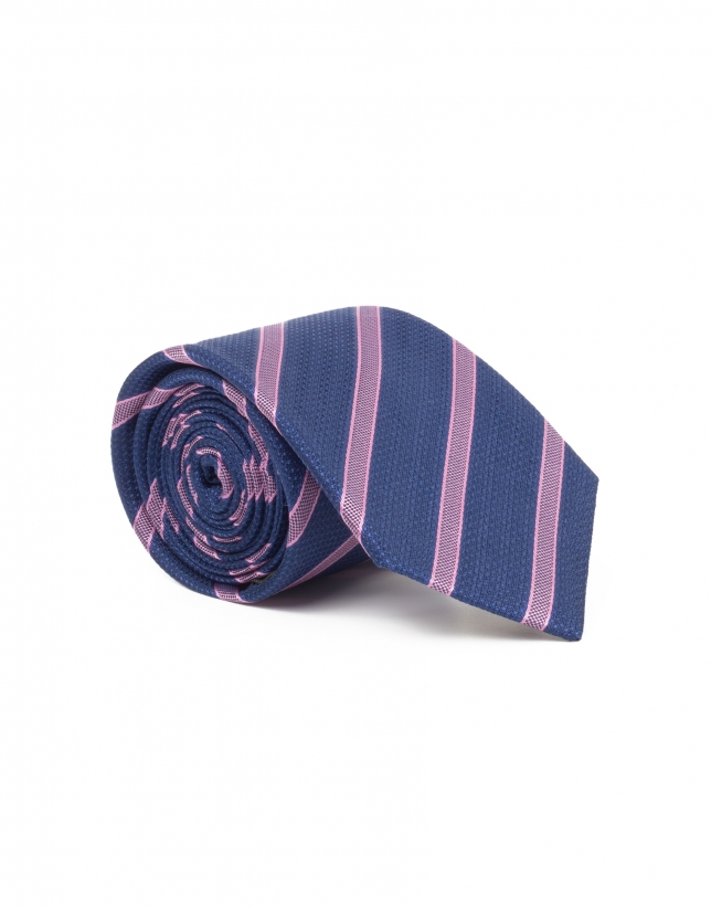 Blue and pink striped tie