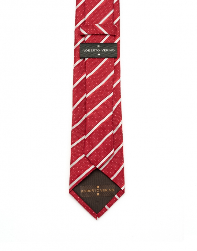 Red microprint striped tie