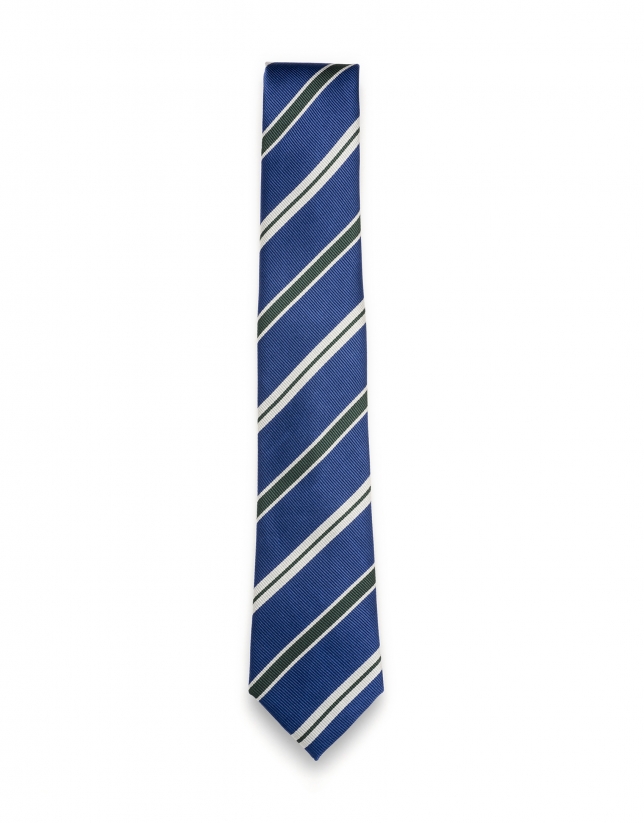Blue and green striped tie