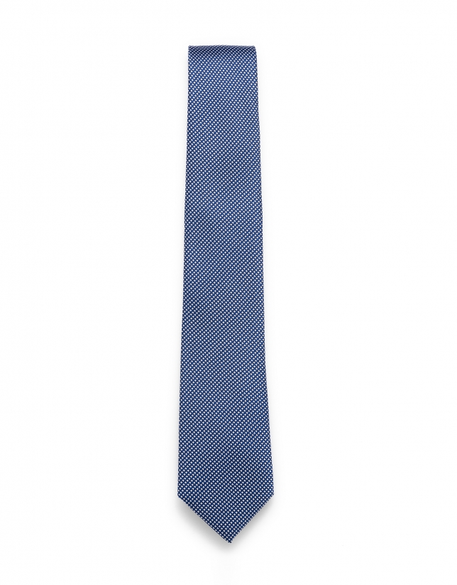 Corbata jacquard azul y blanco