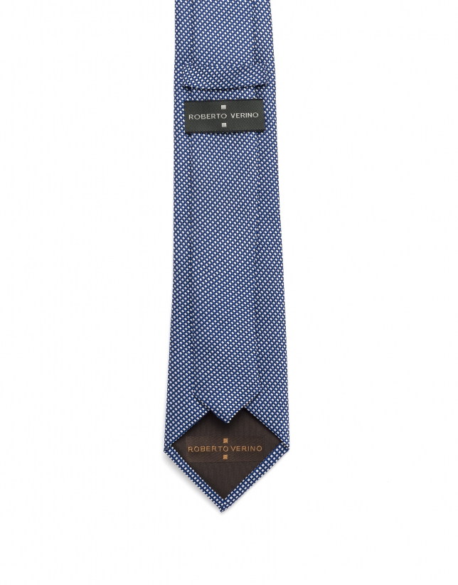 Blue and white jacquard tie