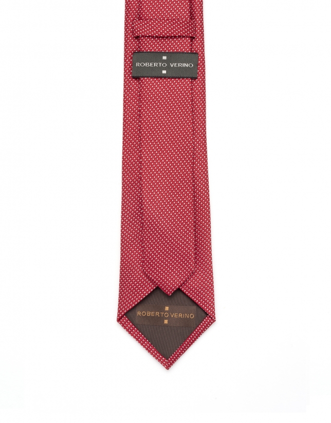 Red and white jacquard tie