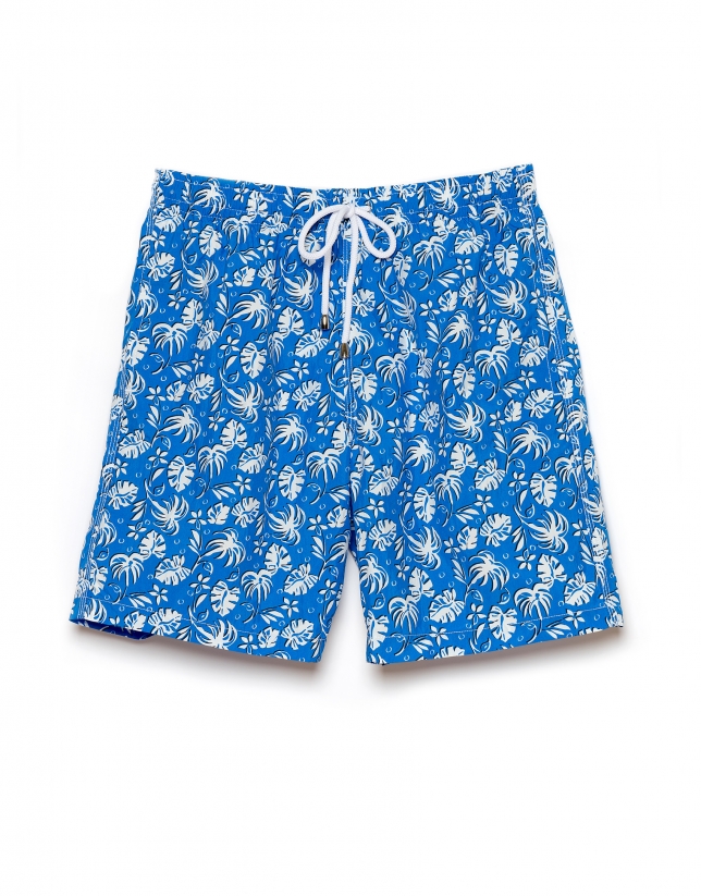 Blue and white floral print swim trunks Roberto Verino