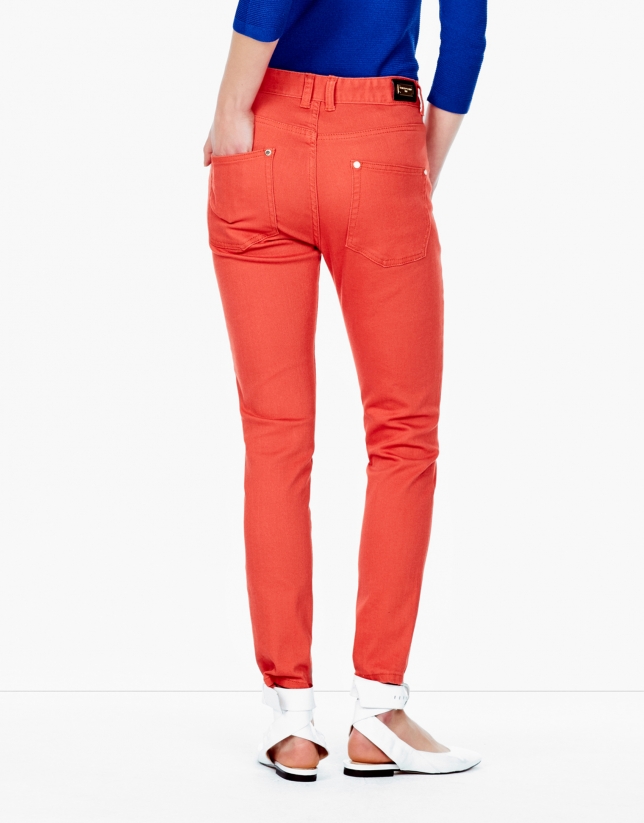 Orange pants with 5 pockets