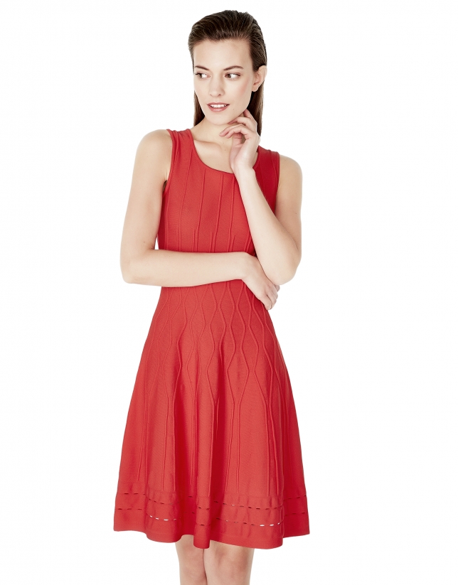 Red knit dress