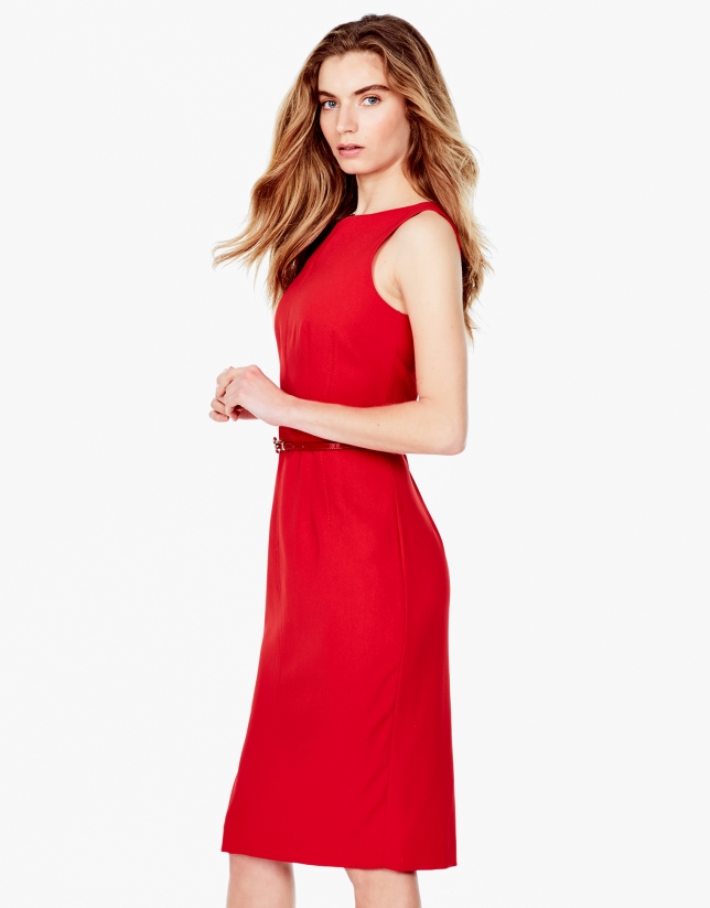 Red backstitched dress