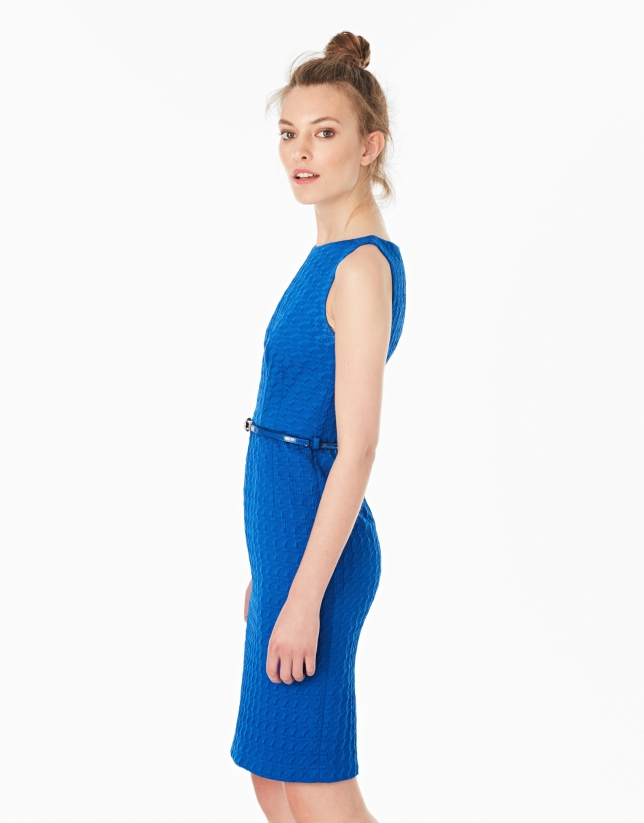 Blue jacquard dress