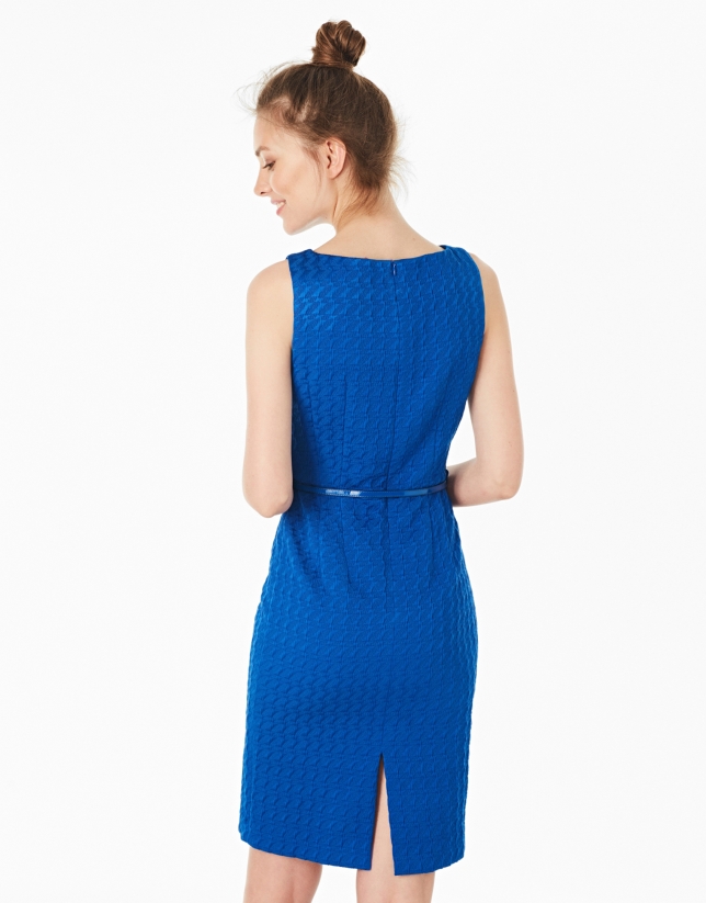 Blue jacquard dress