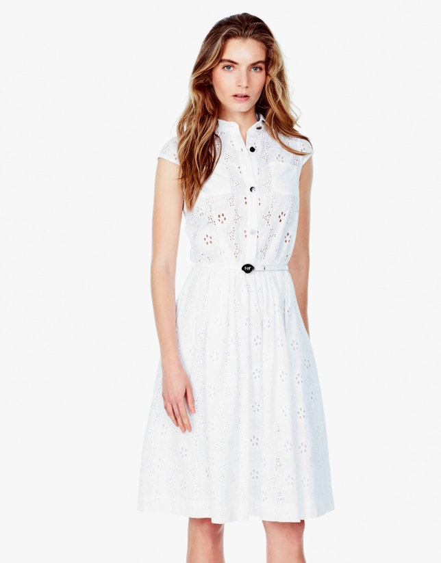White shirtwaist dress