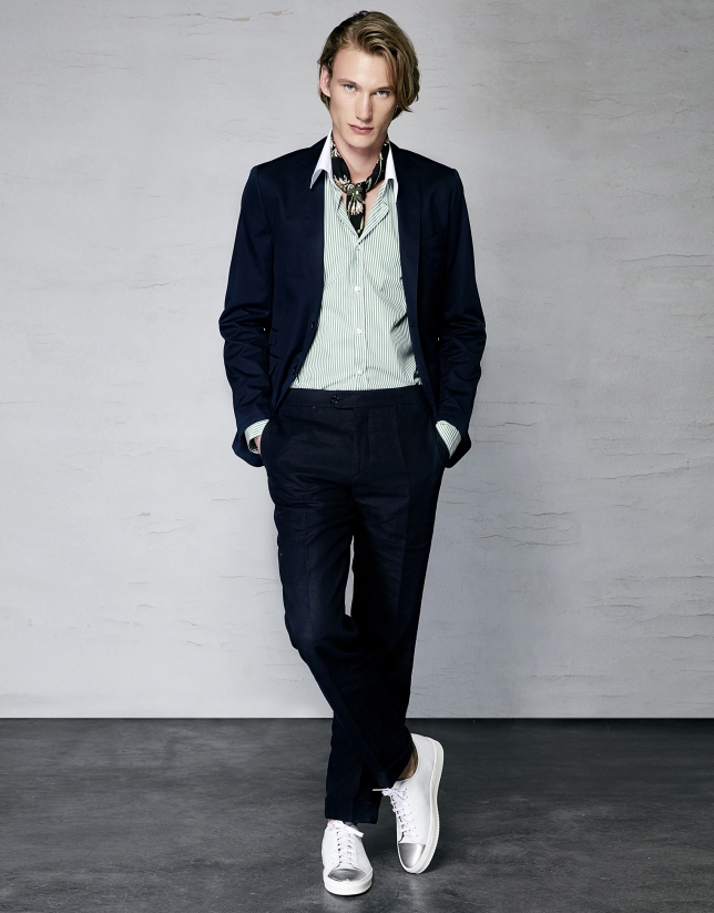 Navy blue linen suit Suits Man Roberto Verino