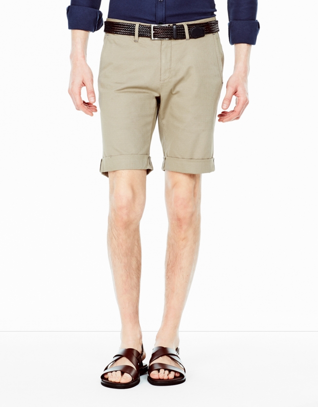 Beige cotton bermudas shorts