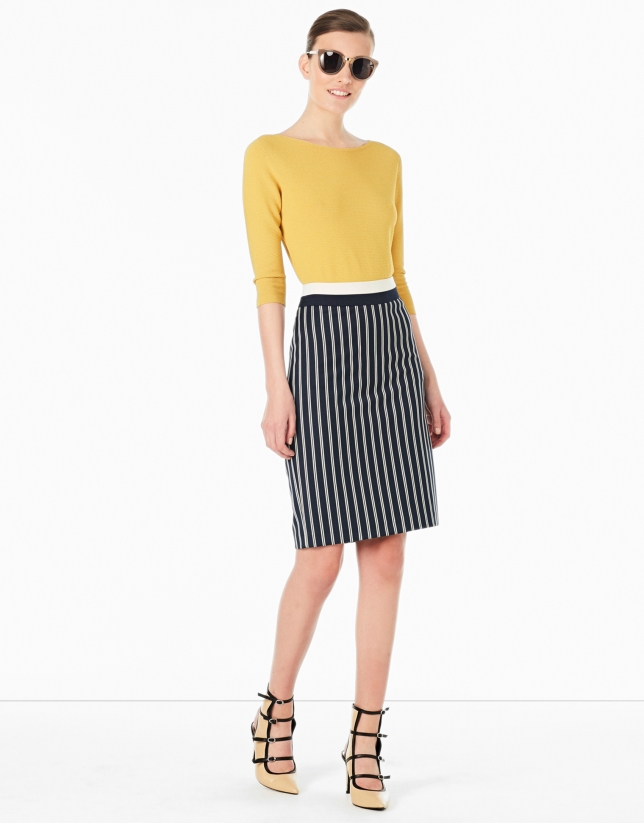 Striped straight skirt