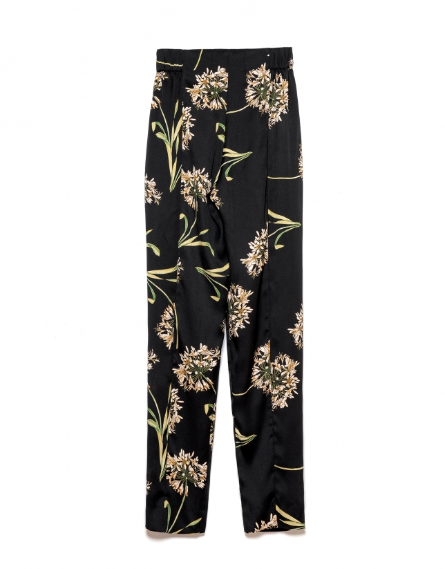 Floral print flowing pants