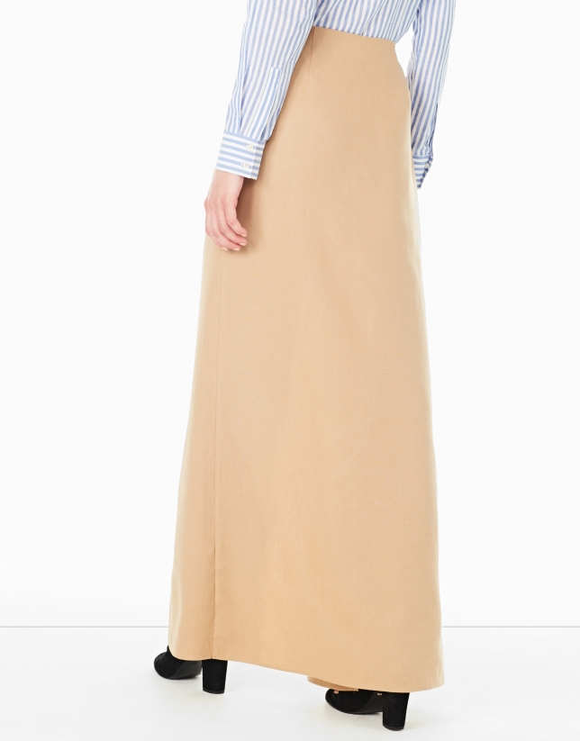 Hazelnut long wrap-around skirt