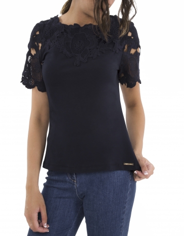 Navy blue lace top