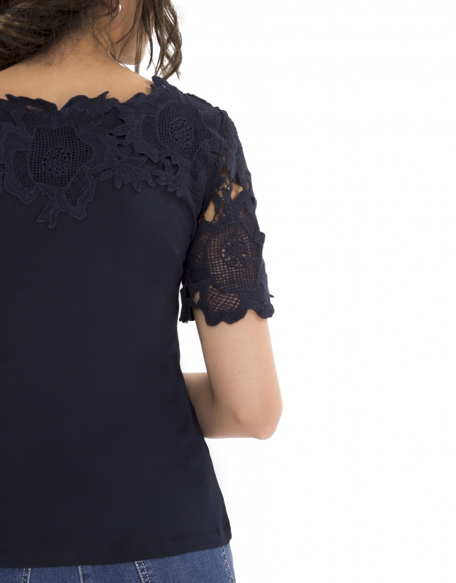 Navy blue lace top
