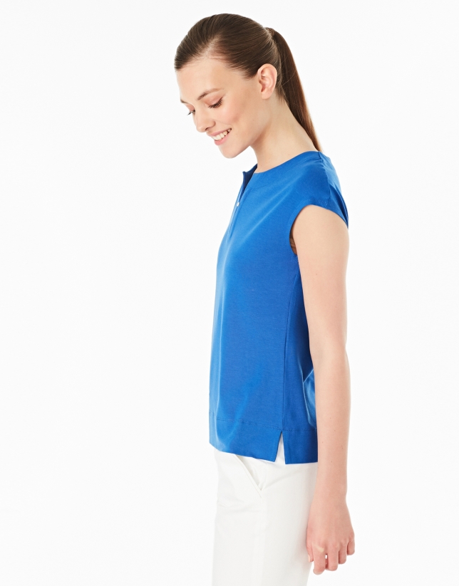 Cobalt blue-colored sleeveless top