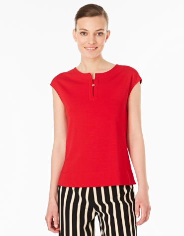 Red-colored sleeveless top