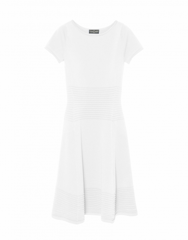 White knit dress with flounce