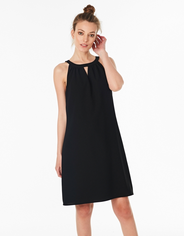 Black halter top dress