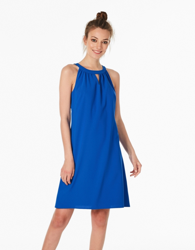 Cobalt blue halter top dress